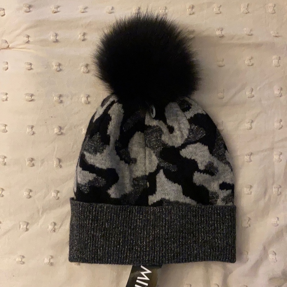 Grey camo Mitchies brand beanie.